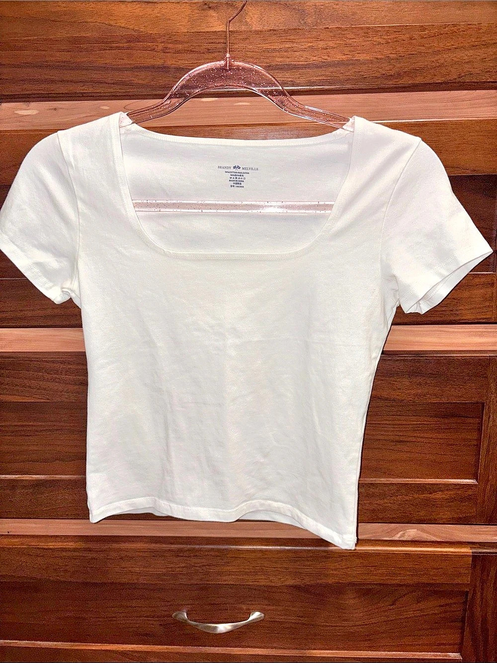Brandy Melville NWOT White Square Neck Short Sleeve Too